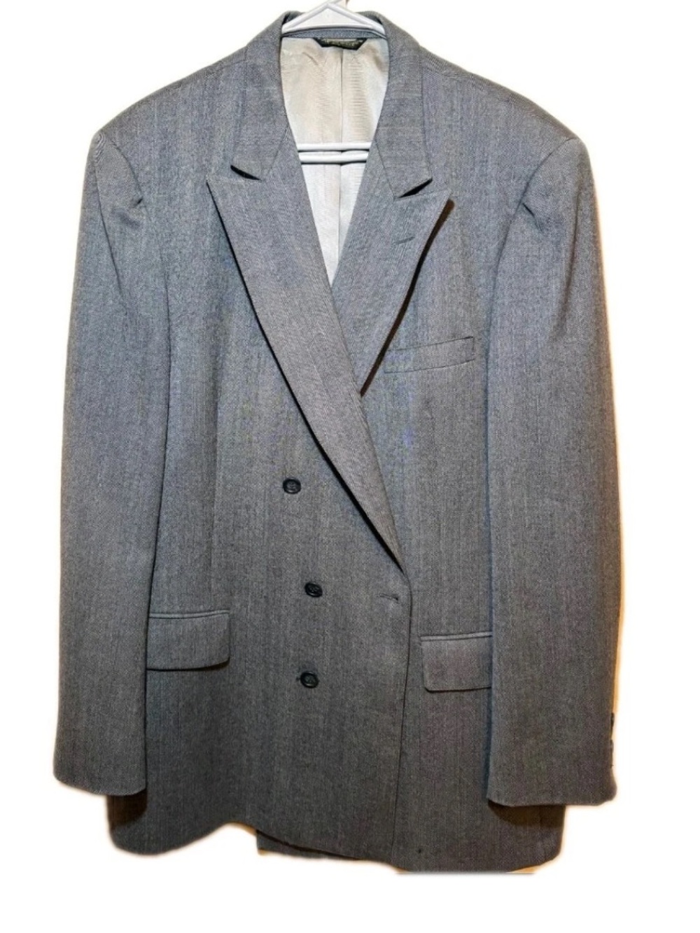 Vtg. Barrister by Baskin Double Breasted Blazer, 100% wool, shoulder pads, 46